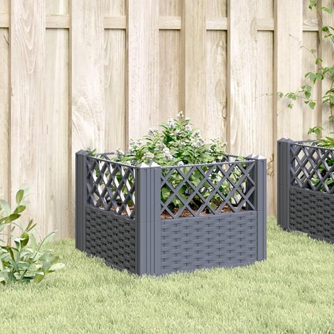 Garden Planter with Pegs Garden beds Outdoor Garden Raised Beds Standing planters Planter Boxes Suitable for Courtyard Orchard Corridor Nursery Blue Gray 17.1x17.1x17.1 PP