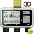 Watering Timer 3 Zone with Brass Inlet Sprinkler Timer Programmable Garden Outdoor Hose Faucet Timers with Rain Delay Auto &amp Manual Watering SystemWater Hose Irrigation Timers 3 Outlet for Gar