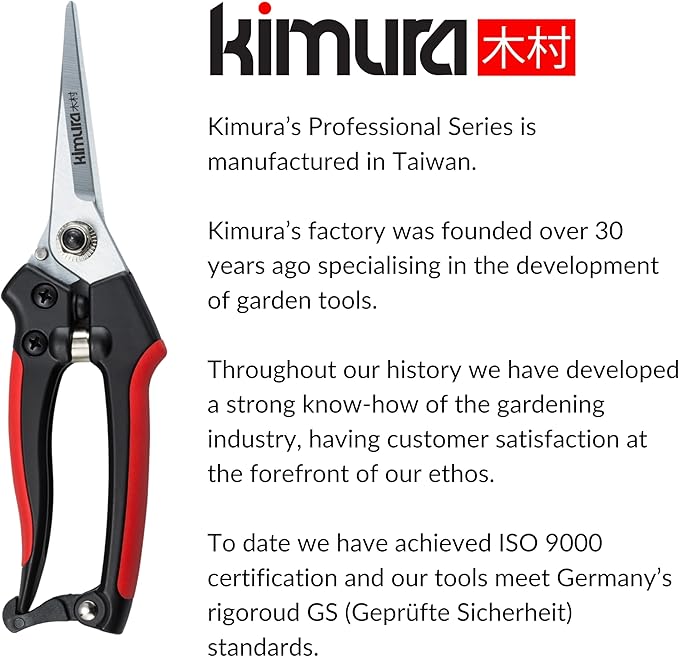 Kimura® 8 Pro Pruning Scissors Premium Japanese SK5 Hi-Carbon Steel Blades Non-Slip Vinyl Coated Handles Lightweight &amp Ergonomic Multi-Tasking Pruning Shears Garden Snips Precision Clippers