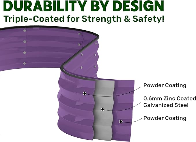 Plant &amp Plot Galvanized Raised Garden Beds Outdoor // 4×2×1 ft &amp 4×4×1 ft Planter Raised Beds for Gardening Vegetables Flowers // Large Metal Garden Box (Purple)