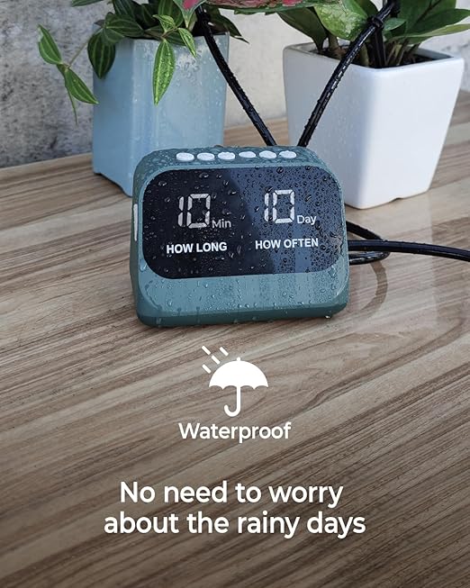 Automatic Watering System for Potted Plants Plant Waterer DIY Drip Irrigation Kit with Smart Timer Waterproof LED Display &amp Large Capacity Battery Precise Distribution of Water (Green)