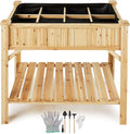 Idzo Raised Garden Bed with Legs Durable Elevated Garden Box with Wax Oil Coated 36x36x24in Wood Planter with Big Planter Box Load Up to 200 Pounds Ergonomic Height for Convenient Plants Care