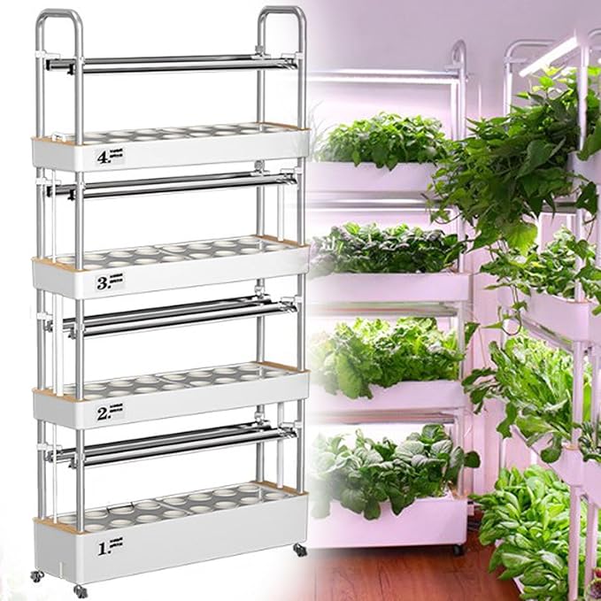 Smart Hydroponics Growing kit with LED Grow Light 48/64/90/120 Holes Hydroponic Tower Self-watering Growing KitIndoor Herb Garden Germination Kit64hole