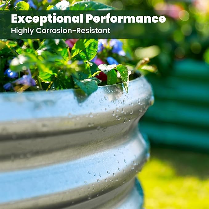 AHEONLAR 2pack 8×4×1ft Raised Garden BedOutdoor Galvanized Planter Boxes Oval Large Metal Raised Garden Beds for Vegetables