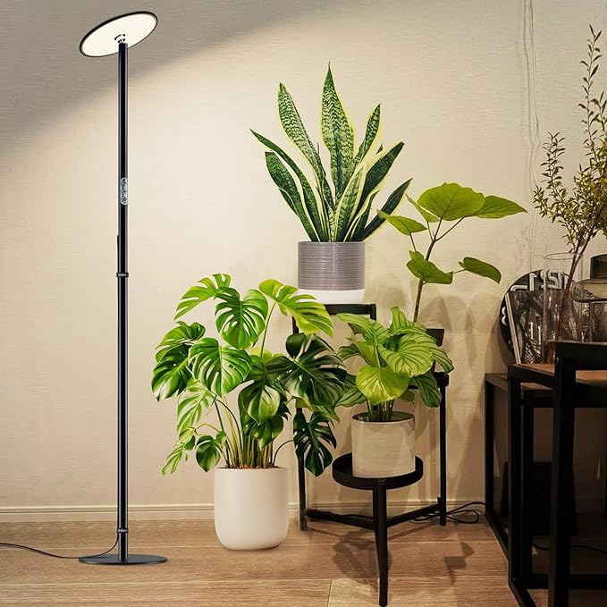 69'' Tall Grow Lights for Indoor Plants Full Spectrum 40W Sunlike Standing Plant Lights for Indoor Growing 10-Level Dimmable Adjustable Height for Various Plant Sizes
