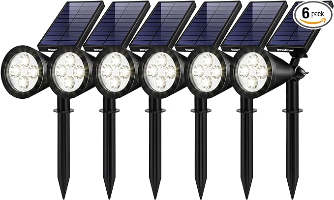InnoGear Solar Lights Outdoor Waterproof Solar Garden Light for Outside Yard Landscape Lighting Pathway Spot Lights Spotlight Wall Light Auto On/Off Pack of 6 (White)