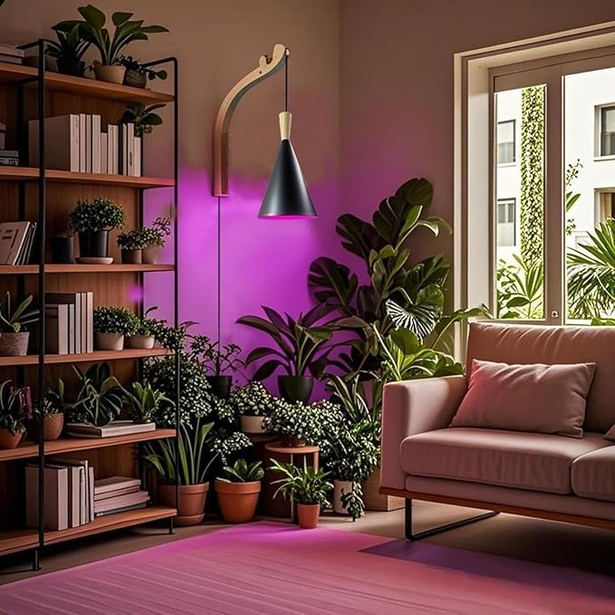 Wall Mount Grow Light Full Spectrum LED 15W Plant Light with 16.5ft Cord Wall-Mounted Indoor Plant Lamp for Mushrooms Flowers Herbs Seedlings Gardens