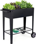 INNO STAGE 31.5 Tall Raised Garden Bed with Legs &amp Wheels- Elevated Planter Box with Shelf Anti-Rust Metal Galvanized Steel Garden Bed for Herb Vegetable Gradening Patio Balcony Backyard