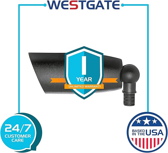 Westgate Waterproof Landscape Light LED Spotlight Adjustable Directional Security Lighting for Patio Deck Yard Garden Pathway Pool Area - MR16 Bulb Included (12 Black)
