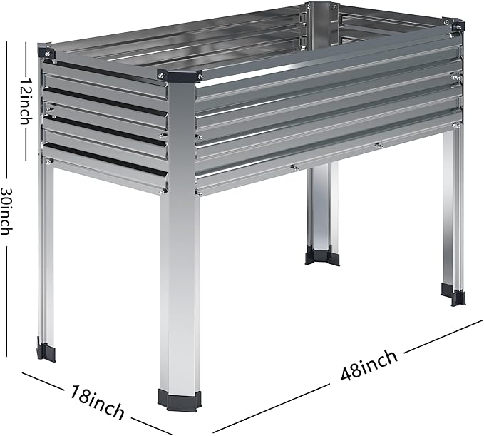 Galvanized Raised Garden Bed with Legs48×18×30in Elevated Planter Box for BackyardOutdoor Garden Patio Balcony 300lb CapacitySilver