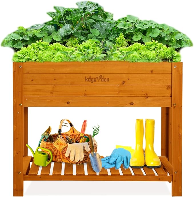 Raised Garden Bed 48x24x33 Large Wood Planter Box with Legs Outdoor Wooden Elevated Planters Raised Beds for Vegetable Flower Herb Standing Gardening Box for Backyard Patio Deck