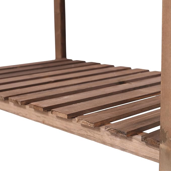 8 Pockets Horticulture Raised Garden Bed Elevated Wood Planter Box Stand with Foldable Side Table and Storage Shelf for HerbVegetablesFlowers Dark Brown Color