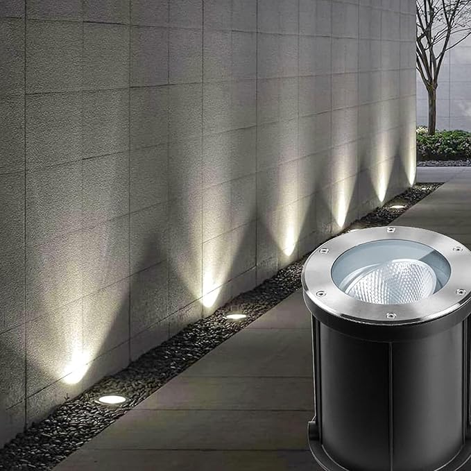 Outdoor Buried Lights - Ground LED Landscape Lamp IP67 Waterproof Outdoor Recessed Spot Light 85-265V COB LED High Brightness Ground Spotlight 15° Adjustable Angle Buried Lights