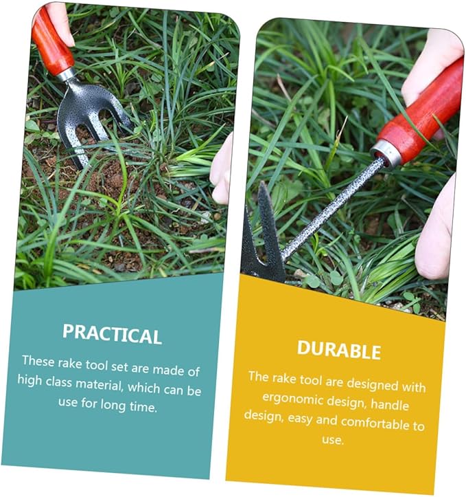 Garden Tool with Ergonomic Handles Lightweight Planting Shovels and Rake for Flower Beds and Outdoor Gardening Polished Edges for Easy Digging and Soil Loosening