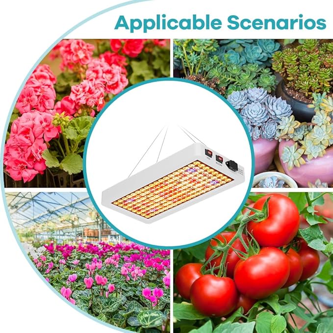 300W LED Plant Lights Warm White Light Full Spectrum Fill Lamps 194Leds Grow Lights Veg/Bloom Modes Dimmable Red Blue Hydroponics 100-277V Indoor IR Flowers Cultivation Lighting with Hook US Plug