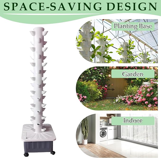 45 Pots Vertical Hydroponic Tower Soilless Cultivation Hydroponic Garden Tower Hydroponic Growing System Kit Vertical Garden Planter for Gardening Lovers