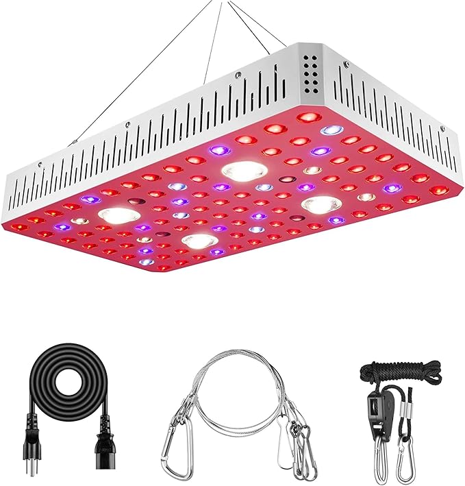 iPower 380W LED Plant Grow Light Full Spectrum with Adjustable Rope and CREE COB for Indoor Hydroponics Seeding Flower Greenhouse