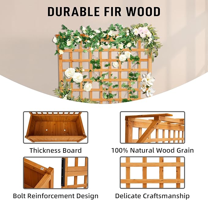 6ft High Metal Planter with Trellis Double-Layer Growing Space for Vegetables Below &amp Flowers Above Vertical Garden Bed for Small Yards Weather-Resistant Steel