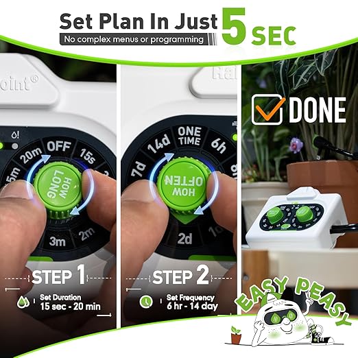 RAINPOINT Beginner-Friendly Automatic Plant Waterer Indoor for Pot Plant Adjustable Water OutputBattery Powered Outdoor IP54 Waterproof Easy-Setup Drip Irrigation System Device Kit Water 10-15 Plants