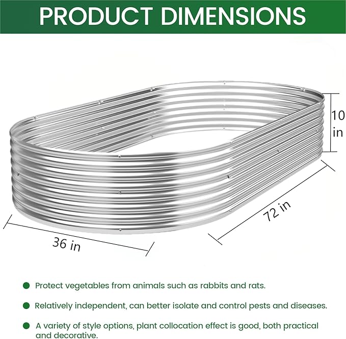 FRIZIONE 3pcs 6x3ft Galvanized Raised Garden Bed OutdoorSteel Garden Bed for VegetablesAbove Ground Garden Box for FlowerMetal Raised Beds for Gardening