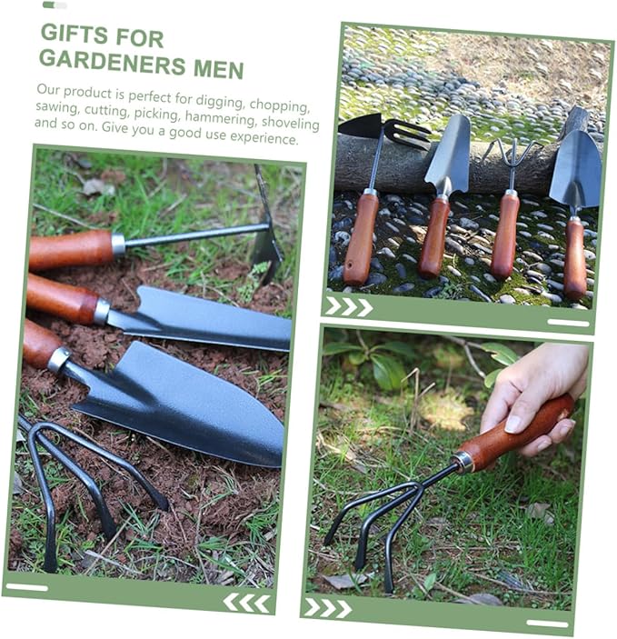 4pcs Garden Tool Set with Small Spade Narrow Trowel Dual-use Hoe and Soil Scoop for Planting Handheld Gardening Tools for Flower Pots and Vegetable Beds