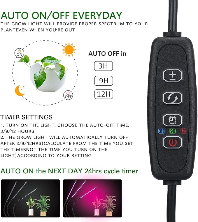 MEGHALI Tripod Four Head Grow Lights with Remote Control Timing Led Clip Plant Light Indoor Plant Lamp for Vegetable Succulent Herb Seedlings Garden