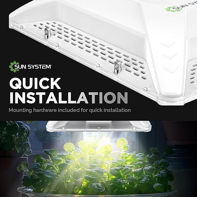 Sun System HelioGrow 400W LED Grow Light for Indoor Plants - 400 Watt High Efficiency Full Spectrum Dimmable Diodes Daisy Chain up to 512 Units 2 Year Warranty Mounting Hardware Included