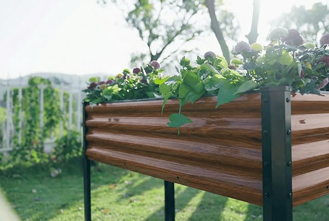 SnugNiture Raised Garden Bed with Legs 48×18×32in Outdoor Metal Elevated Raised Planter Box for Backyard Patio Balcony