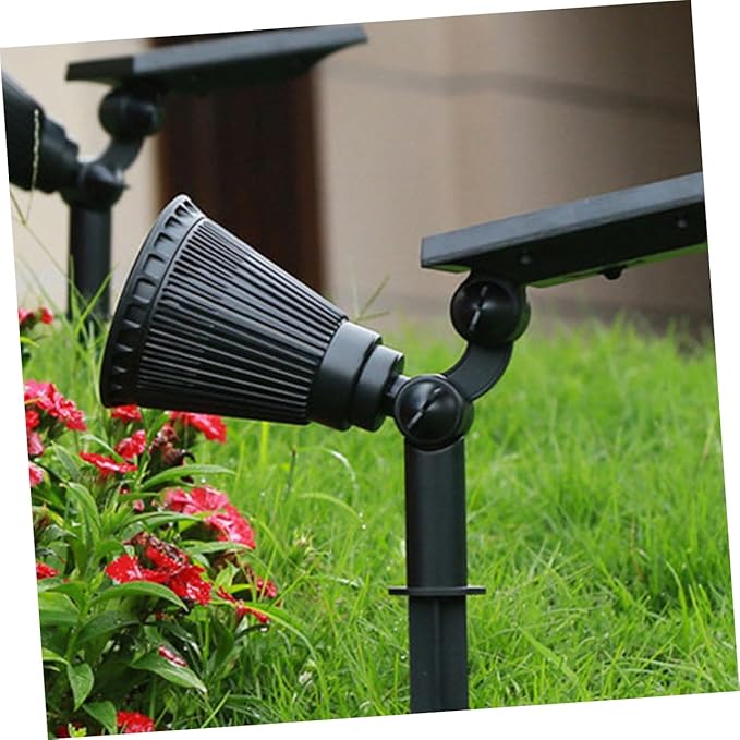 HOMSFOU 2 Pcs Waterproof Solar Spotlights 4 RGB LEDs Outdoor Garden Landscape Lamp for Lawn and Patio Decoration Ground Connector Design