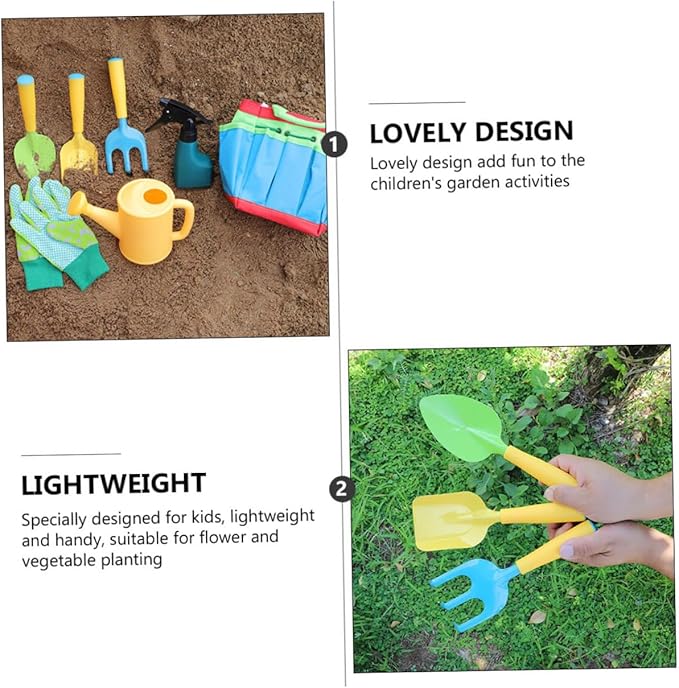 1set Boy Girl Gardening Tool Garden Tools for Boy Girl Includes Watering Can Shovel Rake and Apron Activity for Boys and Girls