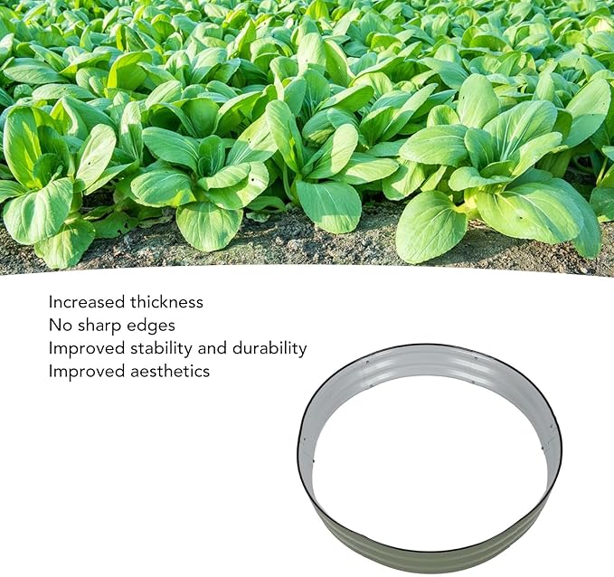 Raised Garden Bed Kit 107x20cm Rounded Edges Outdoor Metal Vegetable Planter Box Open Bottom Planter Raised Bed - Flowers Planter Garden Box for Garden Courtyard School (Green)