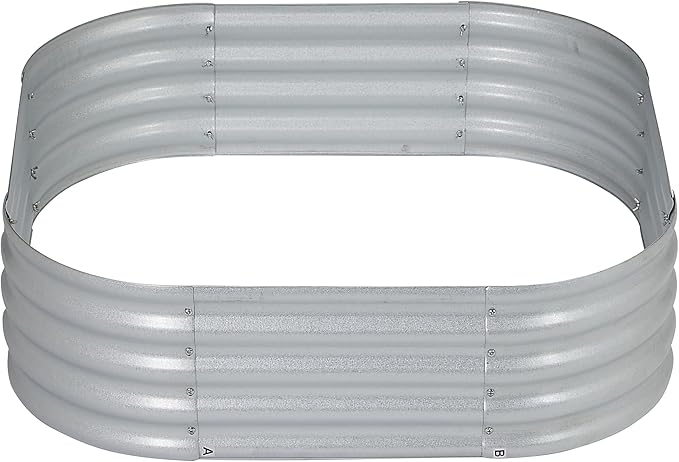 Ironton Galvanized Steel Planter Bed Assembles in Oval or Rectangular Shape 3.5ft. x 3.5ft. x 1ft.