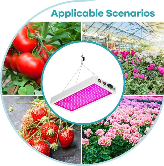1500W LED Red - Blue Planting Grow Lights Precision Growing Lighting Flowering Fruiting Leafing Growth The Adjustable Lanyard And Steel Wire Rope Ensure Easy Installation In Growing Tents Greenhouses