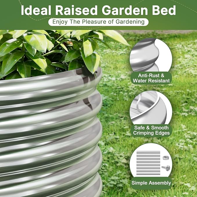 2 PCS Tall 8x4x1.5ft Galvanized Raised Garden Bed Outdoor Metal Garden Bed for Vegetables Above Ground Garden Box for Flower Steel Raised Beds for Gardening