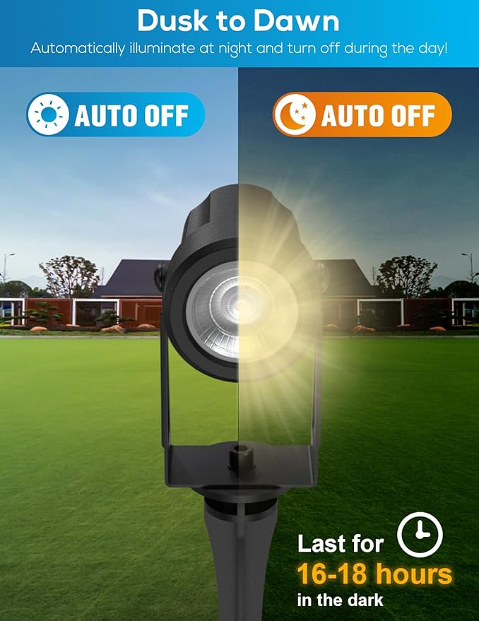 ZYAN Solar Landscape Spotlights Separate Monocrystalline Panels &amp USB-C Powered 5400mAh Auto On Off Dusk to Dawn Outdoor IP65 Waterproof Warm White for Yard Path Patio (100 Lumens × 4 Pack)