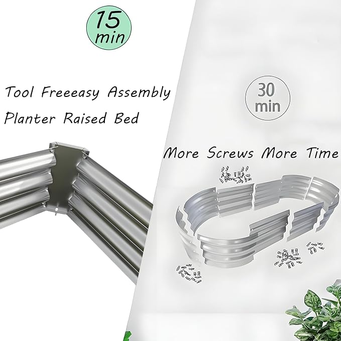 Galvanized Raised Garden Bed Easy Assembly Raised Beds Large Durable Rust-Resistant Planters Raised Garden Bed Kit for Outdoor Planters Vegetables Flower Herb (Green 4x2x1 ft)