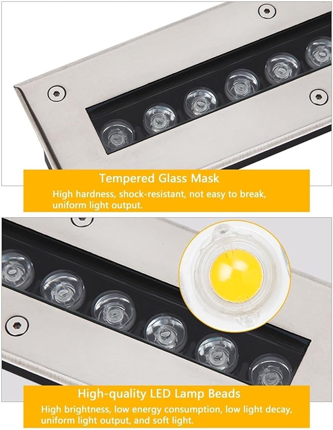 Landscape Lamp - Rectangle Underground Light AC 85-265V Outdoor Recessed Spot Light IP65 Waterproof Garden Courtyard Floor Lamp Ground LED Embedded Beam Spotlight(White3w)
