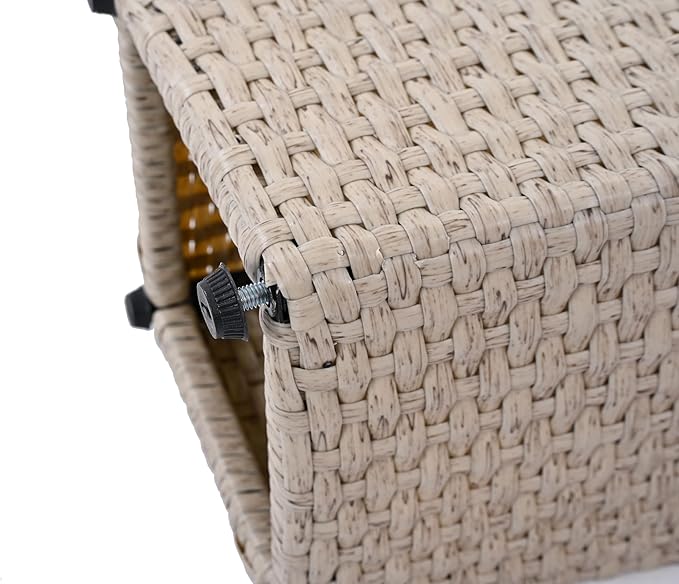 Outdoor PE Wicker Flower Pots 2 Pcs Set Beige