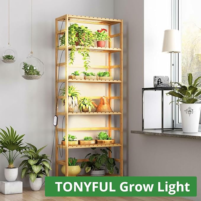 TONYFUL LED Grow Lights 360 LEDs Plant Lights for Indoor Growing 36W Premium Full Spectrum Grow Light with 4/8/12H Timer 10 Dimmable Levels - Ideal for Indoor Growing (8Pcs)