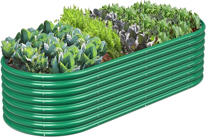 FRIZIONE 8FT(L)×4FT(W)×2FT(H) Raised Garden Bed Outdoor Raised Garden Beds for Flower Raised Planter Box Outdoor for Herb Vegetable-Dark Green