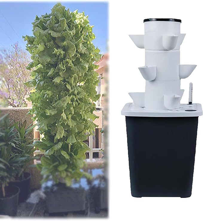 30 Holes Hydroponic Growing System KitHydroponics Tower GardenGarden Tower with Pump System 2/3/4/5/6 Layers Indoor Vertical Tower for Herbs Fruits and Vegetables (3 layers/15 Holes)