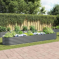 Outdoor Garden Raised Bed Galvanized Steel Garden Planter Box Metal Planter Box for Gardening Vegetables Flowers Herb 157.5x31.5x17.3 Galvanized Steel Gray-755
