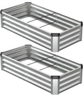 4x2x1 Ft 2Packs Metal Raised Garden Bed Rectangular Outdoor Garden Bed Planter Box for Vegetables Flowers and Herbs Color Coated Steel Raised Planter Bed Kit (Silver)