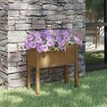 Honey Brown Solid Pinewood Garden Planter 27.6x27.6x27.6 in. Medium Rustic Outdoor Raised Garden Bed for Flowers Herbs Vegetables
