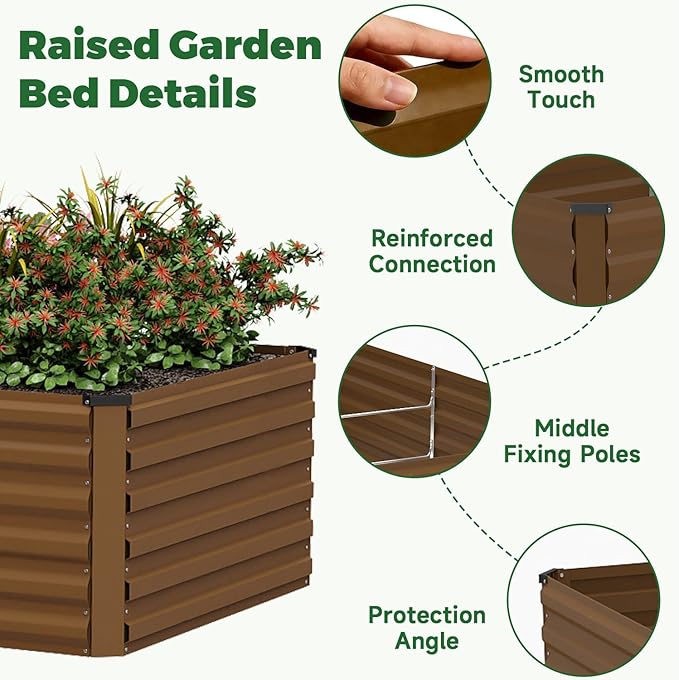 8x4x2 ft Outdoor Raised Garden Bed Large Metal Planter Raised Beds Planters for Outdoor Plants for Vegetables Flowers Herbs Fruits and Succulents.(2 Pcs)
