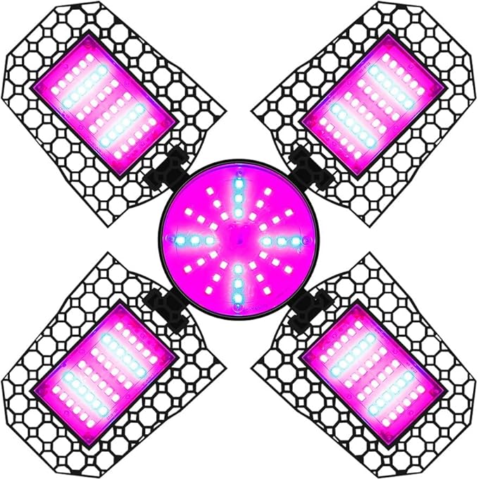 200W Full Spectrum Plant Bulb E27/E26 LED Deformable 4-Leaf Indoor Gardening Light Red Blue Simulation UV/IR Red Blue Chips 100-277V Tent Hydroponic System Succulents Cactus Fruits Seedling Lamp