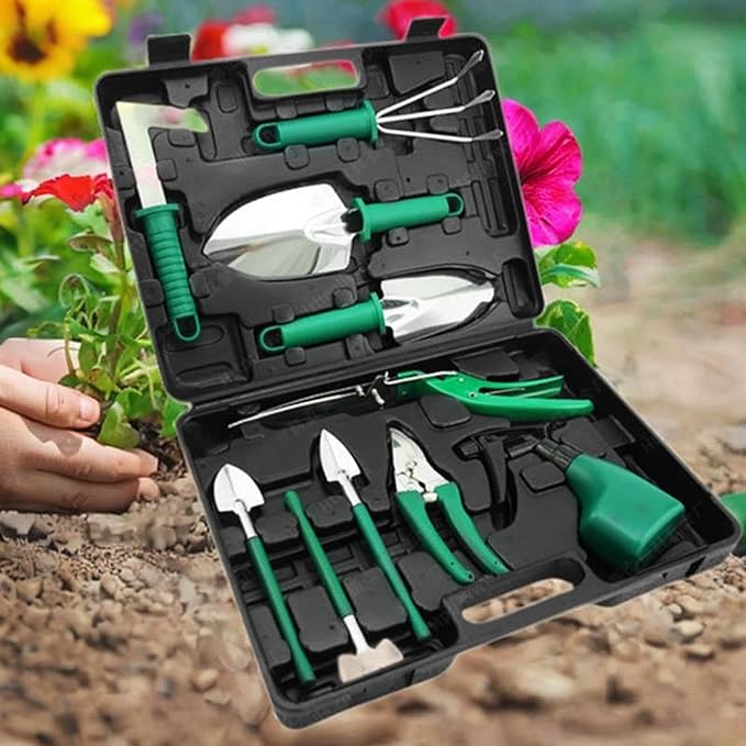 Garden Tools Set Gardening Hand Tools Ergonomic Handle Shovels Yard with Storage Tote Bag Utility Tools for Lawn Agricultural 5Pcs 29x19x7cm(10pcs 38x28x7cm)