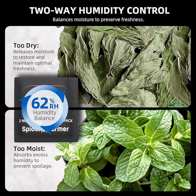 Spider Farmer 62% RH 8g Size Two-Way Humidity Control Packs 10 Packs Each Maintains Freshness for 1 oz and SF1000D LED Grow Lights with Samsung LM301B Diodes Full Spectrum Grow Light