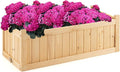 LDAILY Foldable Raised Garden Bed Easy Assembly Raised Bed with Bottom &amp 2 Drainage Holes Wood Planter Box for Flowers/Vegetables/Fruits in Backyard Patio (27.5 L x 12 W x 10 H)