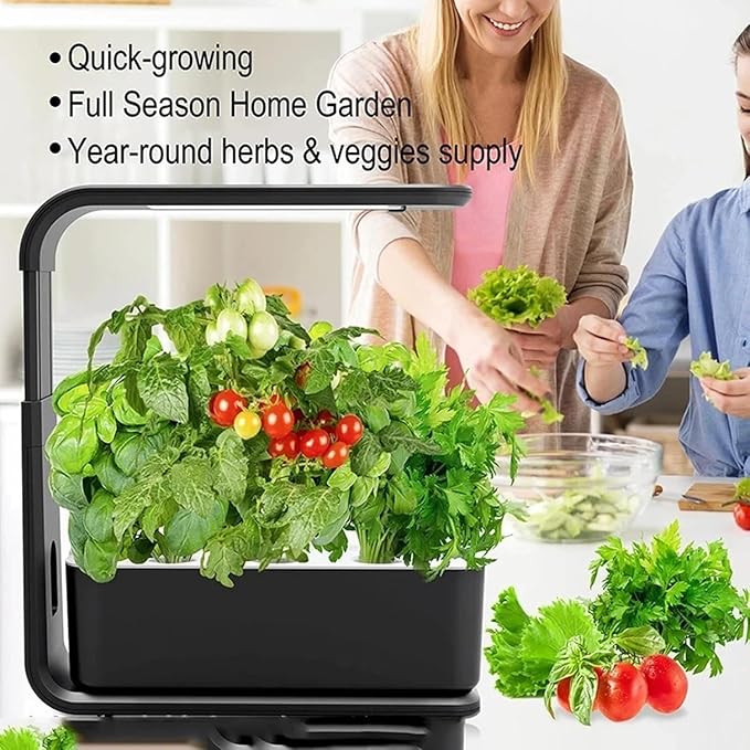 Pveanns Hydroponics Growing System 3 Pods Hydroponics Growing System Indoor Garden with LED Grow Light Automatic Timer Germination Kits Height Adjustable for Home Kitchen